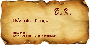 Bánki Kinga névjegykártya